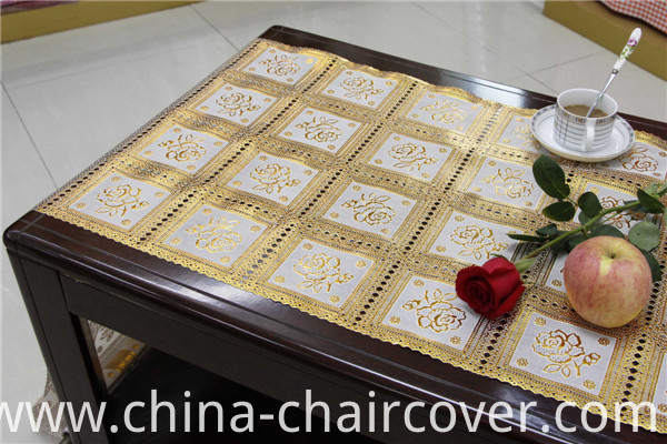 50cm Vinyl Long Lace Table Runner Gold/Silver